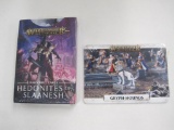 Two Packs of Warhammer Age of Sigmar Warscroll Cards, Hedonites of Slaanesh and Gryph- Hounds,