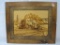 Wood Burning Art, Steam Locomotive, Signed by Artist Ron Bill, Wood Frame approx 19.5 X 23 inches