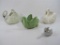 Four Ceramic Swan Planters includes Holland Mold Ivory White with Gold Accents, signed ADK