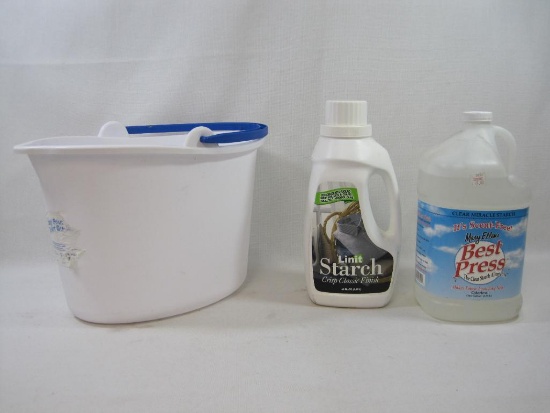 Easy Pour 12 Quart Bucket, plus 64 oz Bottle of Linit Starch and One Gallon Best Press Starch