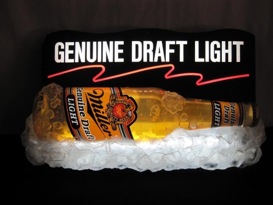 Miller Genuine Draft Light Bar Light Sign, approx 20 X 30 inches, See Pictures for Details