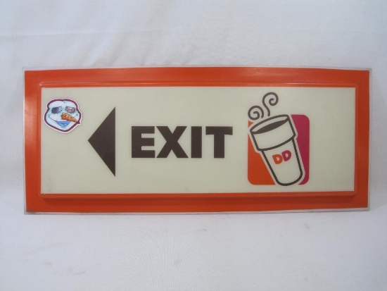 Dunkin Donuts Exit Sign Panel, Plastic approx 13x30 inches
