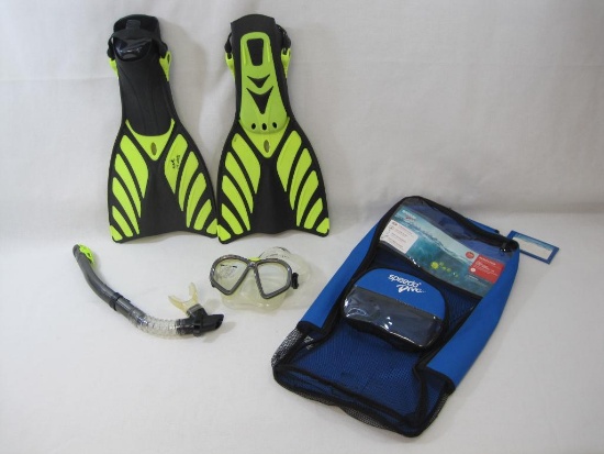Speedo Dive Hydroflight Set Including Mask, Snorkel and Fins, Adult Size S/M