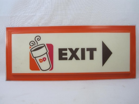 Dunkin Donuts Exit Sign Panel, Plastic approx 13x30 inches
