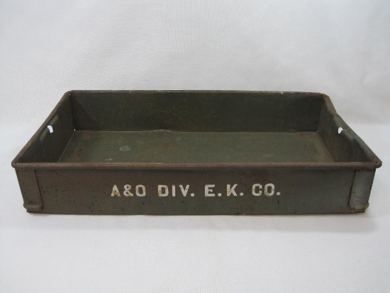 Industrial Metal Tray, A & O Div. E.K. Co, approx 14 X 24 inches