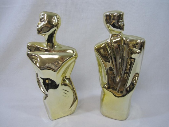 Two MCM Goldtone Ceramic Busts