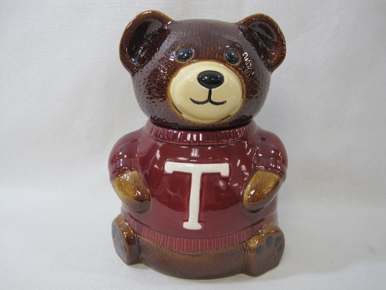 Ceramic Teddy Bear Cookie Jar, Collegiate "T" Sweater