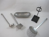 Stainless Steel Kitchen Utensils with Bowl, and Metal Stand