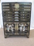 Asian Chest, Black Lacquer and Mother of Pearl