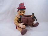 Pinocchio Resin Figurine with Jiminy Cricket and Bowl, approx 18 inches Tall