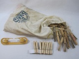 B.D. Baggies Cloth Sack with Vintage and New Clothes Pins
