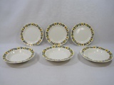 Six Pieces Homer Laughlin Dishes Includes 3 Soup Bowls, 3 Lunch Plates, Yellow Flower Pattern
