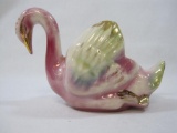 Multi Colored Glass with Gold Accents Swan Planter