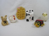 Assortment of Items Includes Ceramic Hen with Eggs Salt and Pepper Shakers, Got Milk Moola Bank,