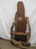 Large Driftwood Clock Stand with Backlight, approx 5 foot Tall, As Is Condition