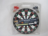 Dartboard Game, 2 Sided Board, 6 Metal Tip Darts, New in Package