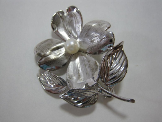 Sterling Silver HSB Flower Pin, 6.0 g total weight