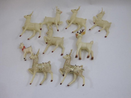 Assorted Plastic and Celluloid Deer Figures, most marked Japan, see pictures, 1 lb