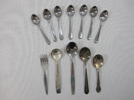 Assorted Spoons and Fork, silver plate and stainless, see pictures, 5 oz