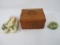 Square Wicker Box with Ceramic Ballerina Slipper Decoration and Trinket Box