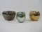 Three Metallic Finish Items Includes Two Haeger Bowls with Frosted Green Vases