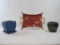 Tracy Porter hand Painted Tray with Two Planters