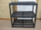 Black Plastic 3 Tier Modular Shelving Unit, 24 x 36 inch Ventilated Shelves, 38 inches Tall