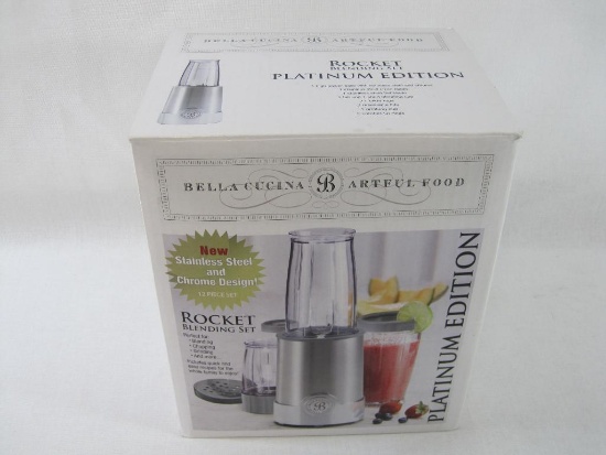 Rocket Blending Set, Bella Cucina Artful Food Platinum Edition, Stainless Steel and Chrome Design,