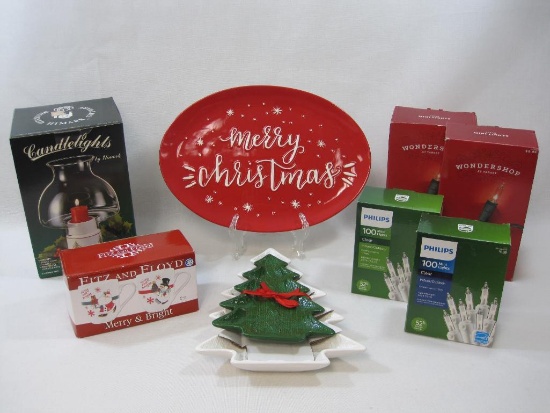 Holiday Decorative Items Includes Candlelights Candle Lamp, 2 Each Clear 300 and 100 Mini Lights