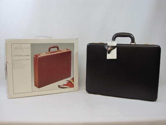 Fine Leather Attach? Case, Avenues in Leather, Dark Brown with Twin Combination Locks, New in Box