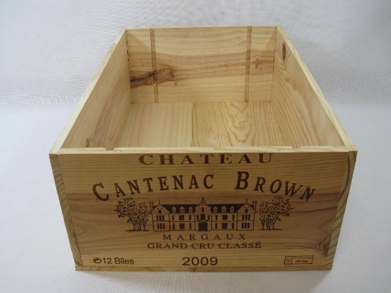 Wooden Wine Box, Chateau Cantenac Brown, Margaux Grand Cru Classe 2009