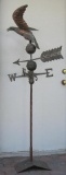 Copper Eagle Rooftop Wind Direction Weathervane with Mounting Plate, approx 5 foot Tall