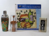 Ceramic Wine and Cheese Divided Dish by Epic with Wine Opener, Wine Stopper and Shaker