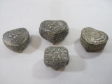 Four Decorative Metal Jewelry/Trinket Boxes