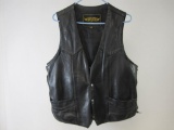 Unik Ultra Leather Vest, Black, Snap Button, Size 46, Made in Pakistan