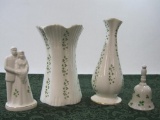 Royal Tara Shamrock Fine Bone China Ireland Vase 7.75 inch, Bud Vase 8 inch, Bride and Groom Cake