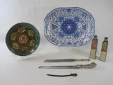 Judaica Holiday Items, Candle Holders, Spode Judaica Collection Serving Tray, Carving Knives and