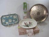 Serving Items Includes Villeroy & Boch Vilbofour Botanica Porcelain Tray, Polished Metal Round Tray