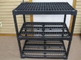 Black Plastic 3 Tier Modular Shelving Unit, 24 x 36 inch Ventilated Shelves, 38 inches Tall