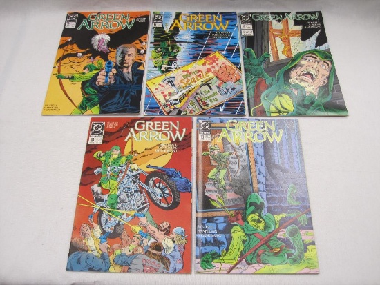 Green Arrow, Five Comic Books includes Issues #15-19, Feb-Jun 1989, Suggested for Mature Readers, DC