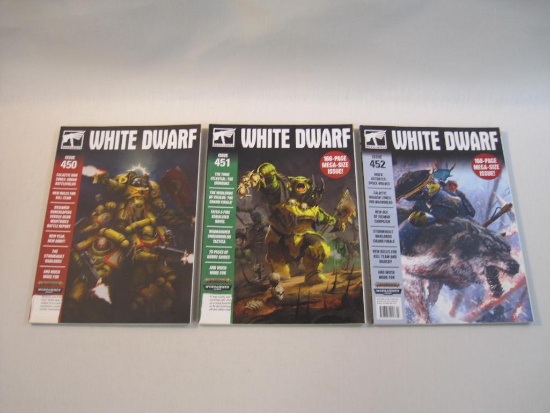 Three Warhammer White Dwarf Magazines Issues 450, 451, 452, Jan-March 2020, Games Workshop, See