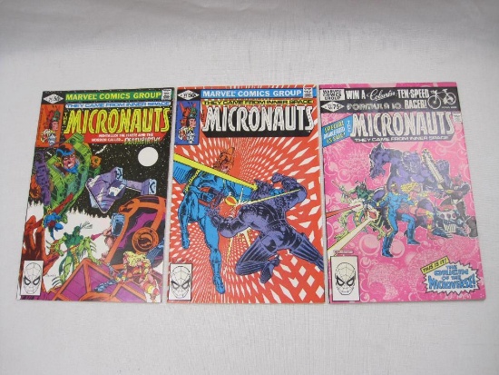 Three The Micronauts Comic Books includes Issue #25, Origin of Baron Karza, #27, Death of Biotron,