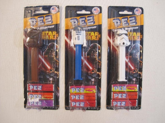 Three Star Wars Pez Dispensers by LucasFilm and Pez Candy 2013, New In Package, Includes Chewbacca,