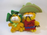 Two 1981 Garfield Plush Dolls including Irish and Mexican, 11 oz