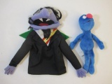 Two Sesame Street Characters including 1995 Grover plush and Count Dracula Puppet, 6 oz