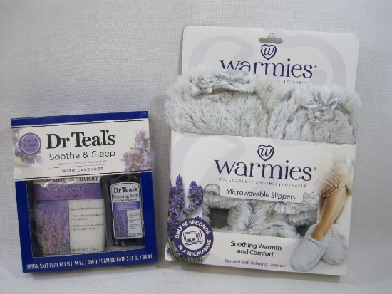 Dr Teal's Soothe and Sleep Lavender and Warmies, Microwaveable Warming Slippers