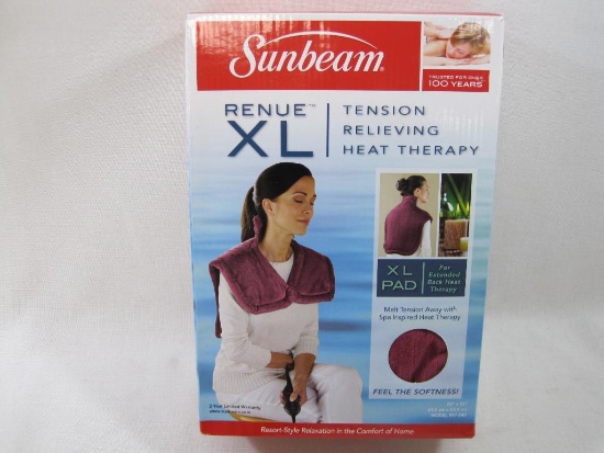 Sunbeam Heating Pad, Extra Large with Burgundy Cover, New in Box