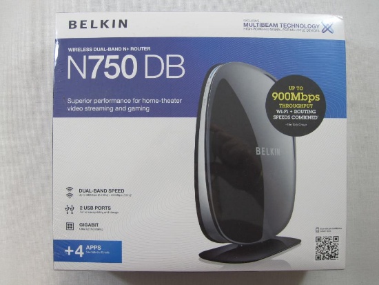 Belkin Wireless Dual Band N750 Router with 2 USB Ports, Nib