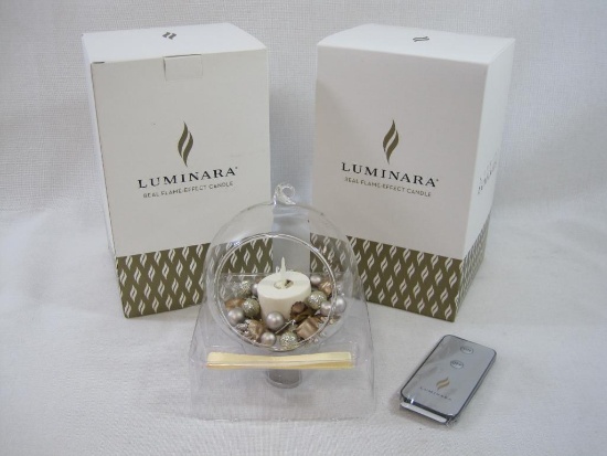 Two Luminara Real Flame Effect Remote Control Tea Light Candle Ornaments, Batteries included, New in