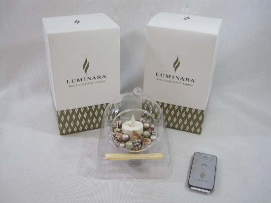 Two Luminara Real Flame Effect Remote Control Tea Light Candle Ornaments, Batteries included, New in